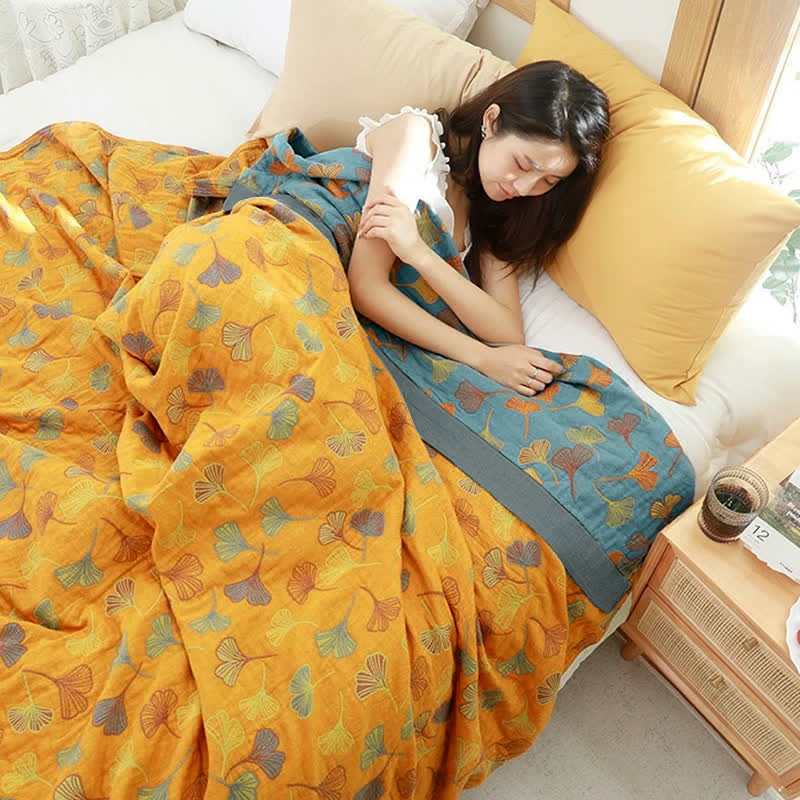 Ginkgo Leaf Cotton Reversible Quilt - image 2
