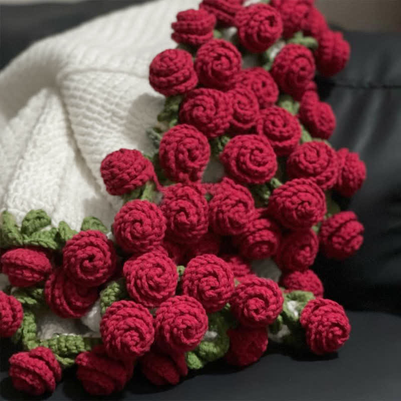 Handmade Crochet Rose Blanket Bouquet - image 5