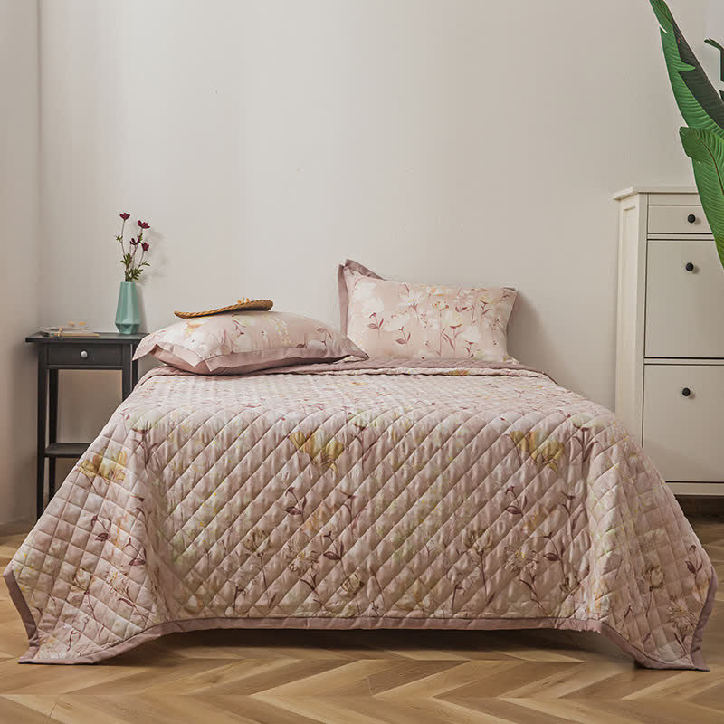 Lyocell Fiber Quilted Floral Bedding - 2pcs Pillowcases - 19" x 29" - image 0