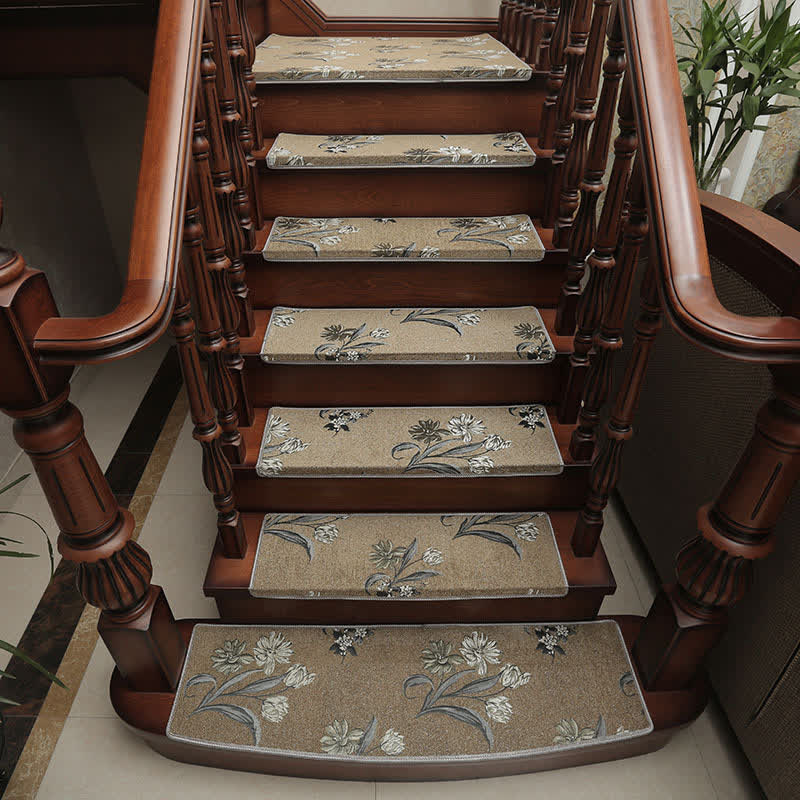 Washable Self-adhesive Non-slip Stair Treads Carpet - Khaki - 8PCS - 31"W x 10"L - image 2