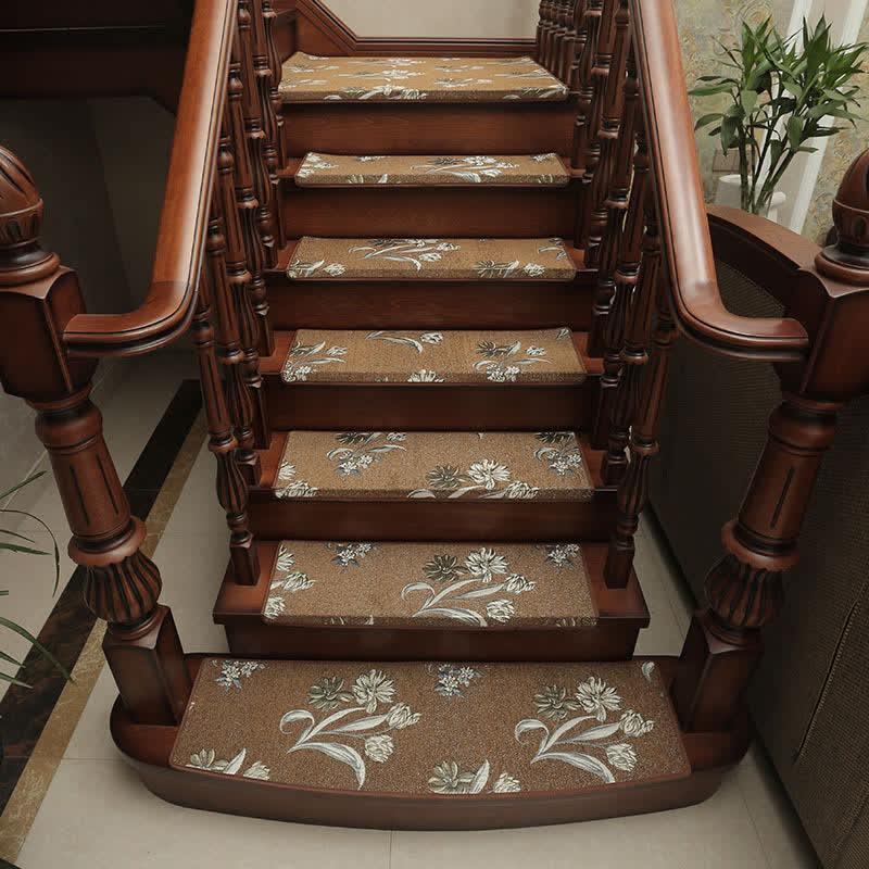 Washable Self-adhesive Non-slip Stair Treads Carpet - Coffee - 8PCS - 31"W x 10"L - image 3