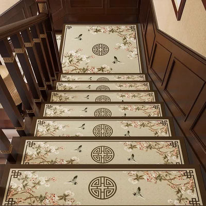 Floral Bird Cuttable Non-slip Carpet Stair Treads  - 8PCS - 29"W x 10"L - image 0