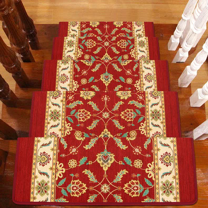 Vintage Washable Non-slip Stair Treads Carpet  - Red - 8PCS - 35"W x 10"L - image 1