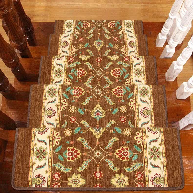 Vintage Washable Non-slip Stair Treads Carpet  - Coffee - 8PCS - 35"W x 10"L - image 2