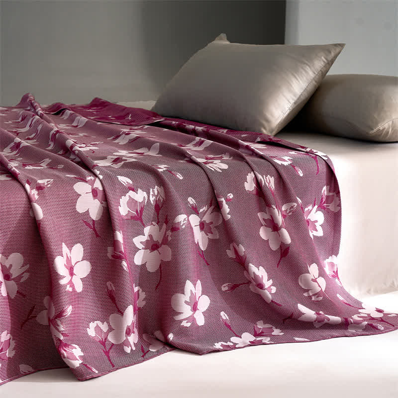 Lyocell Fiber Retro Flower Breathable Quilt - Light Purple - Queen - image 0