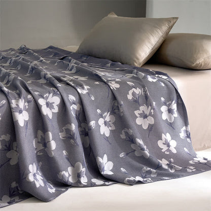 Lyocell Fiber Retro Flower Breathable Quilt - Dark Blue - Queen - image 4
