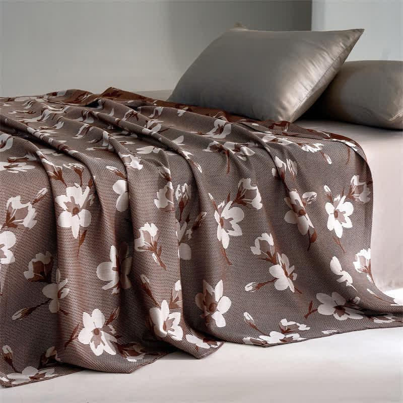 Lyocell Fiber Retro Flower Breathable Quilt - Brown - Queen - image 2