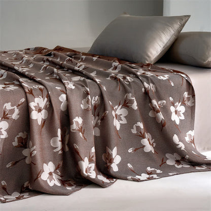 Lyocell Fiber Retro Flower Breathable Quilt - Brown - Queen - image 2