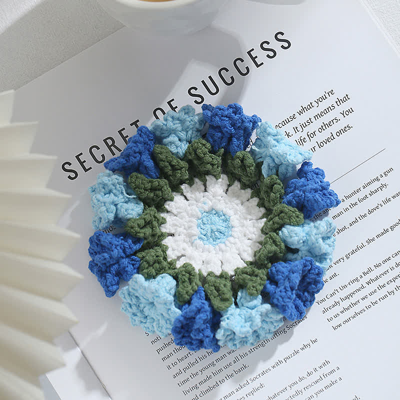 Handmade Lily of the Valley Crochet Coaster - Blue - 8PCS - 5" x 5" - image 8
