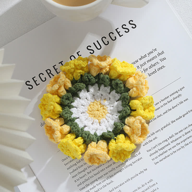 Handmade Lily of the Valley Crochet Coaster - Yellow - 8PCS - 5" x 5" - image 5