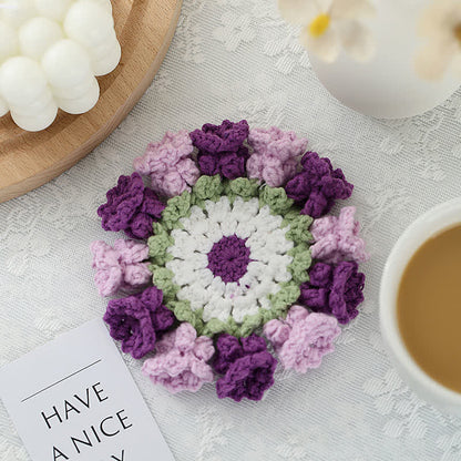 Handmade Lily of the Valley Crochet Coaster - Purple - 8PCS - 5" x 5" - image 10