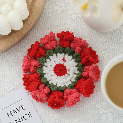 Handmade Lily of the Valley Crochet Coaster - Red - 8PCS - 5" x 5" - image 12