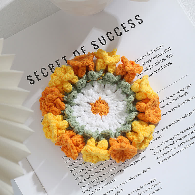 Handmade Lily of the Valley Crochet Coaster - Yellow & Orange - 8PCS - 5" x 5" - image 13