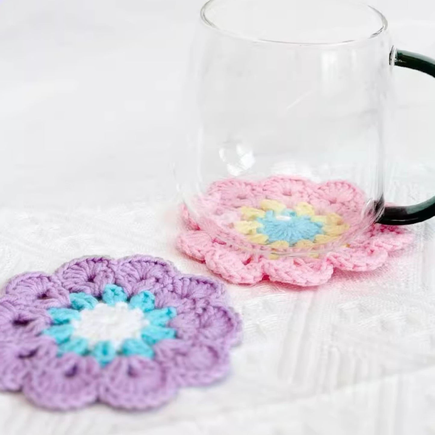 Handmade Flower Crochet Yarn Coaster - image 1