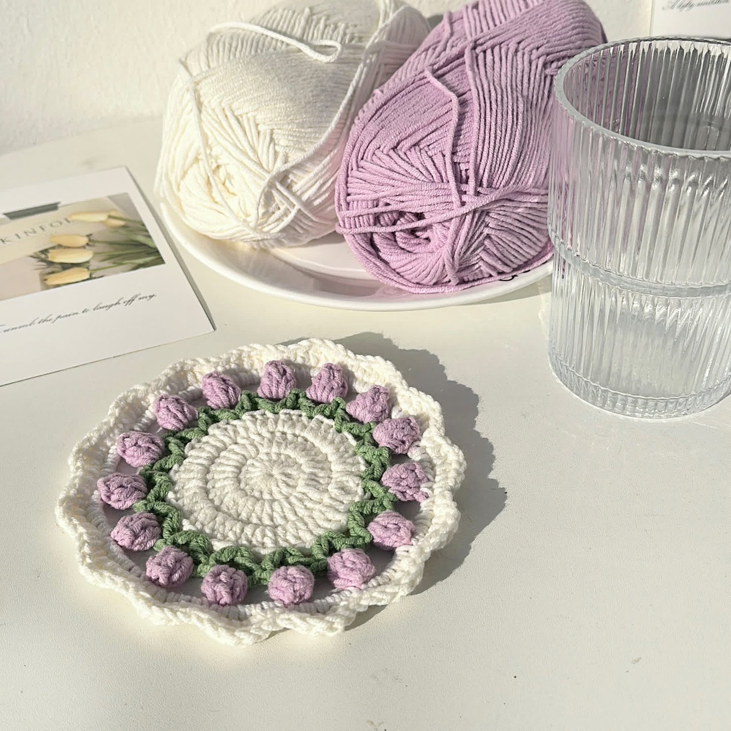 Handmade Rural Tulip Crochet Coaster - image 9