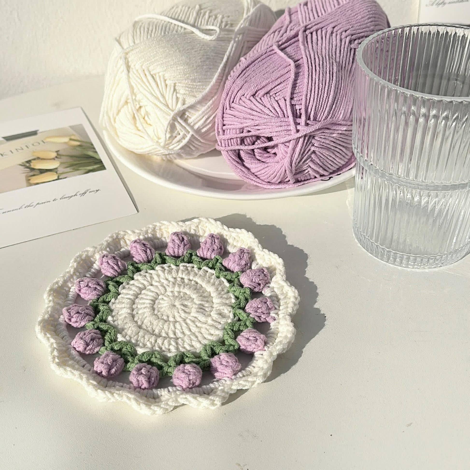 Handmade Rural Tulip Crochet Coaster - image 9