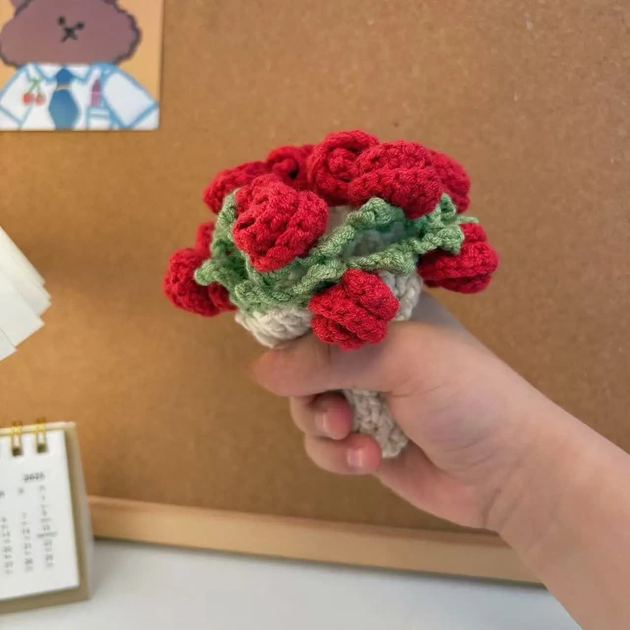 Handmade Rose Bouquet Crochet Coaster - image 4