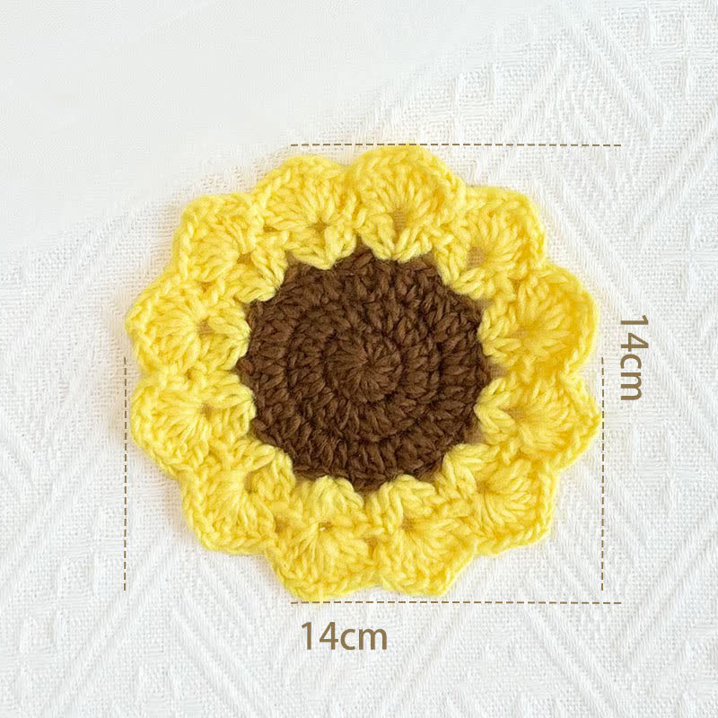 Handmade Flower Crochet Yarn Coaster - Yellow - 7PCS - image 4