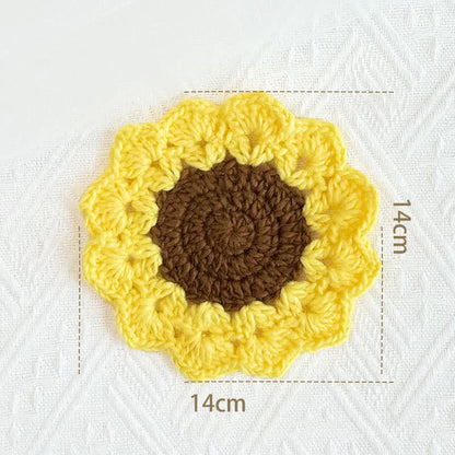 Handmade Flower Crochet Yarn Coaster - Yellow - 7PCS - image 4