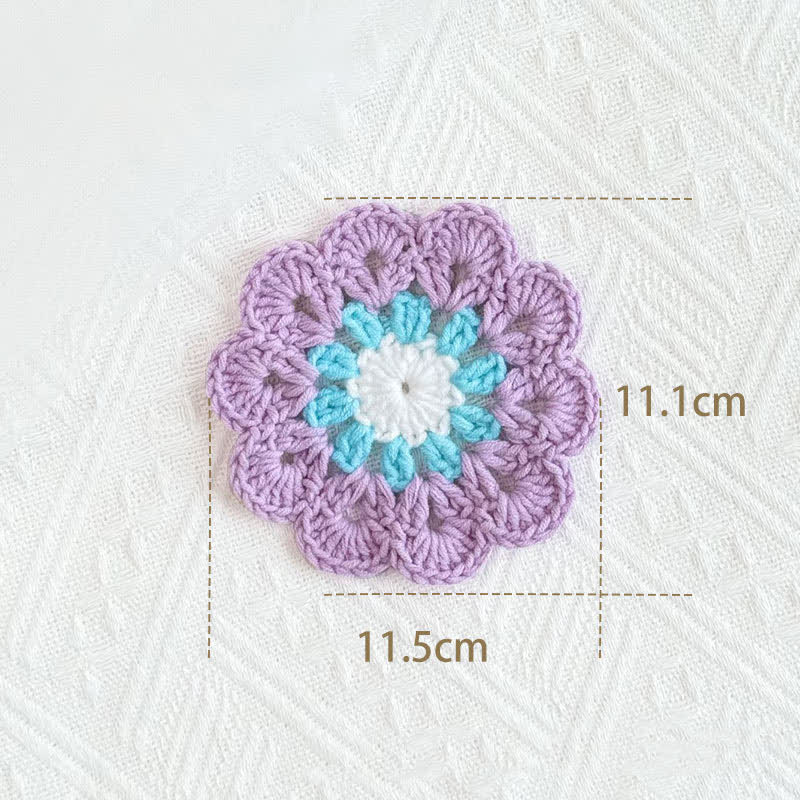 Handmade Flower Crochet Yarn Coaster - Light Purple - 7PCS - image 2
