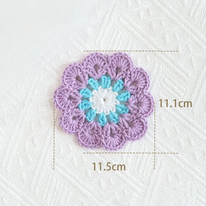 Handmade Flower Crochet Yarn Coaster - Light Purple - 7PCS - image 2