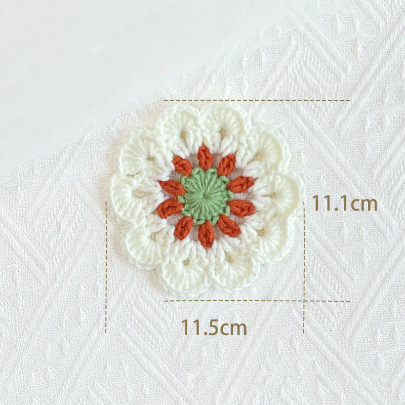 Handmade Flower Crochet Yarn Coaster - White - 7PCS - image 8