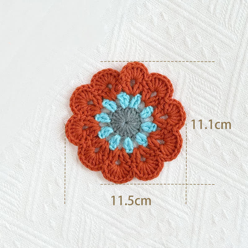Handmade Flower Crochet Yarn Coaster - Caramel - 7PCS - image 6