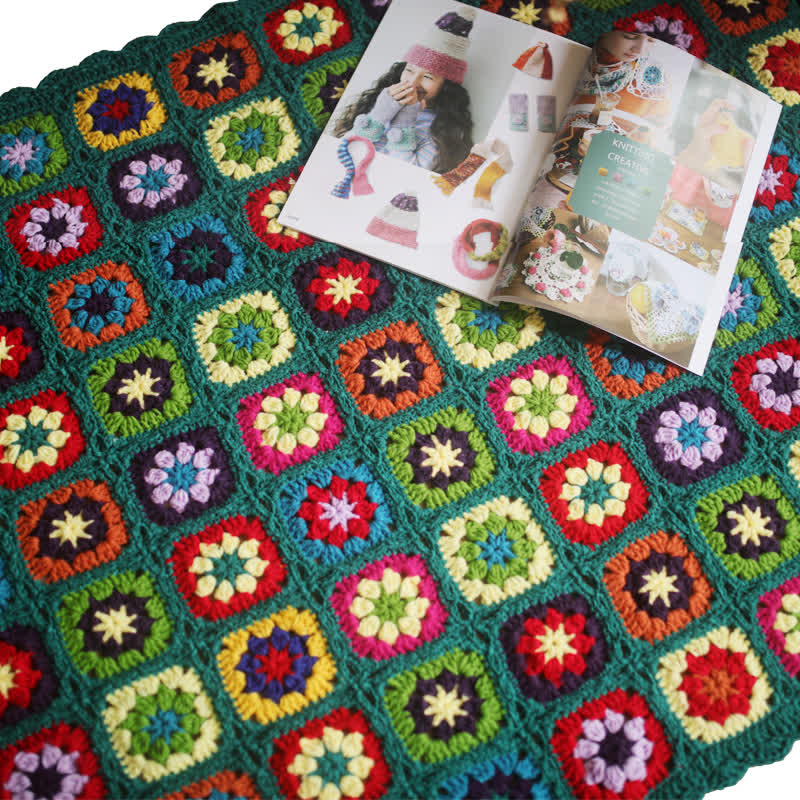 Retro Floral Hand-woven Crochet Border Blanket - image 3