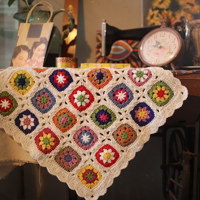 Hand-woven Crocheted Daisy Border Blanket - image 1