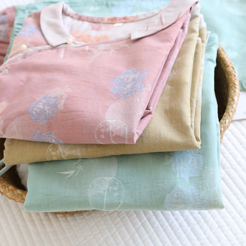 Vintage Floral Bamboo Cotton Pajama Set - image 3