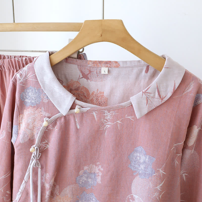 Vintage Floral Bamboo Cotton Pajama Set - image 5
