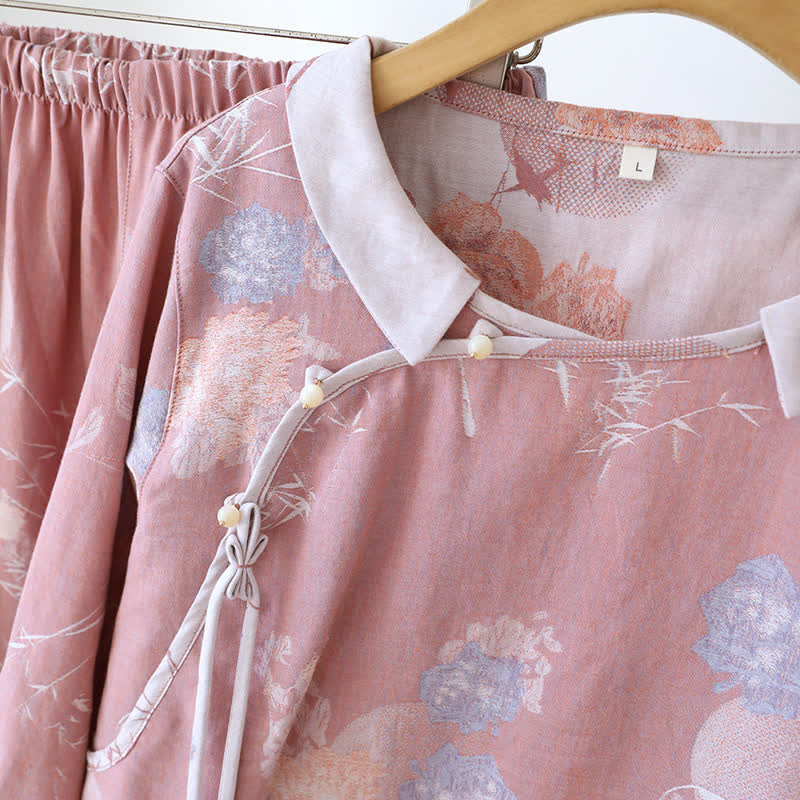 Vintage Floral Bamboo Cotton Pajama Set - image 6