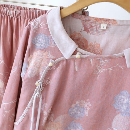 Vintage Floral Bamboo Cotton Pajama Set - image 6