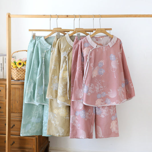 Vintage Floral Bamboo Cotton Pajama Set - image 0