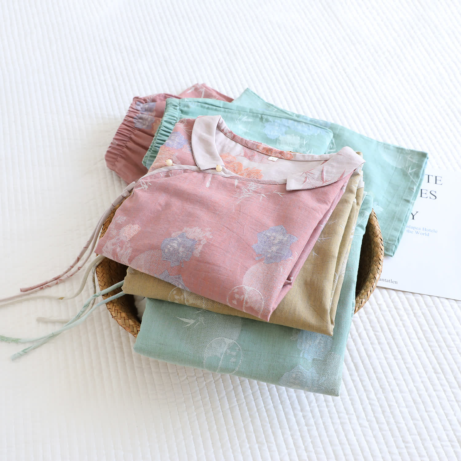 Vintage Floral Bamboo Cotton Pajama Set - image 2