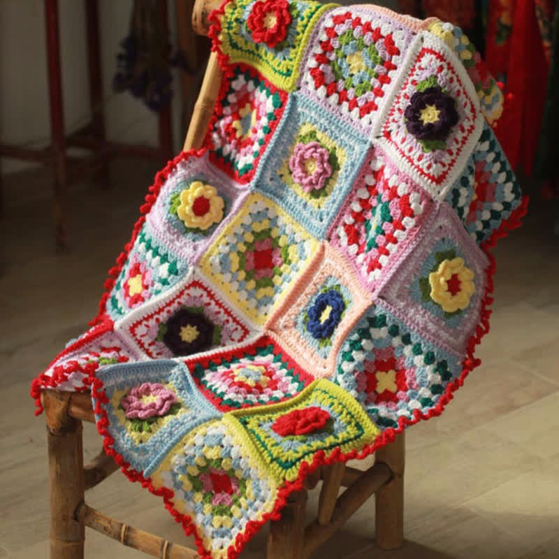 Elegant Floral Hand-woven Crochet Blanket - image 2