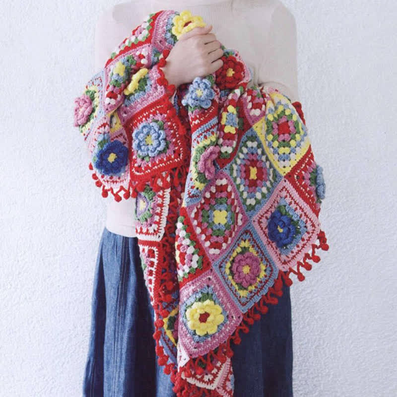 Elegant Floral Hand-woven Crochet Blanket - image 3