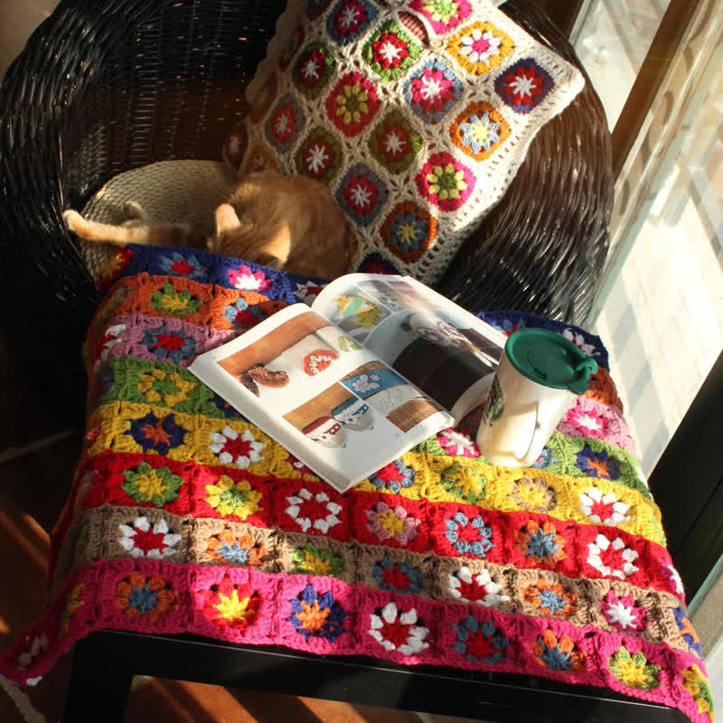 Hand-woven Bright Daisy Crochet Functional Blanket - image 2