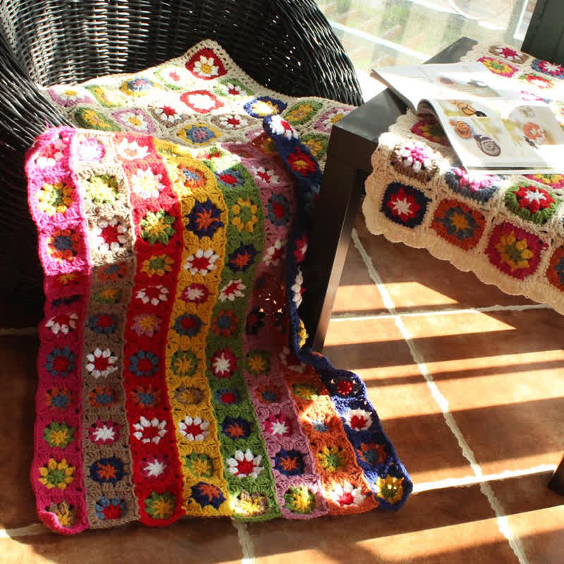 Hand-woven Bright Daisy Crochet Functional Blanket - image 1