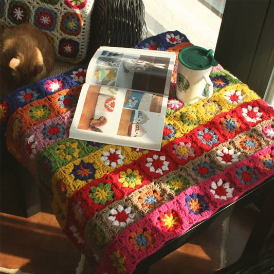 Hand-woven Bright Daisy Crochet Functional Blanket - 31"W x 23"L - image 0