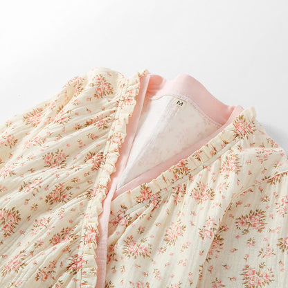 Cotton Double Gauze Floral Long Sleeve Nightdress - image 2