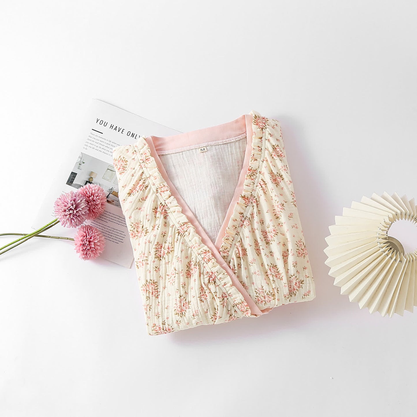 Cotton Double Gauze Floral Long Sleeve Nightdress - image 1