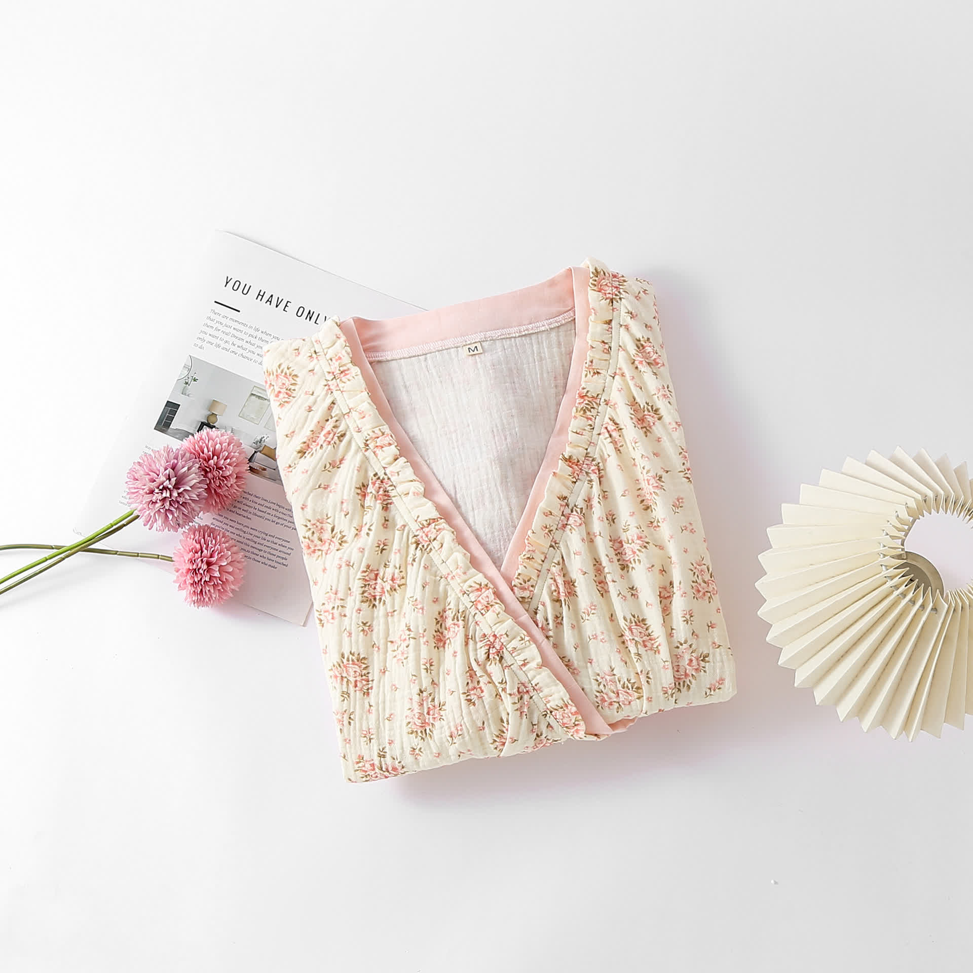 Cotton Double Gauze Floral Long Sleeve Nightdress - image 1