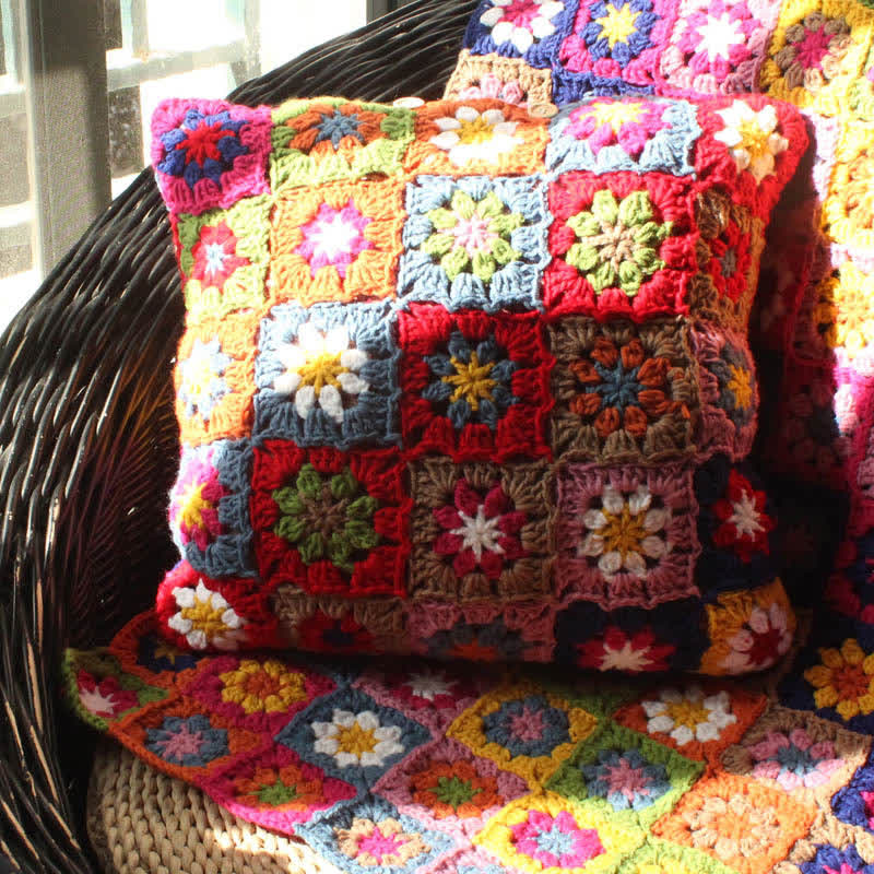 Rural Daisy Handmade Crochet Pillowcase - 2PCS - 16" x 16" - image 0