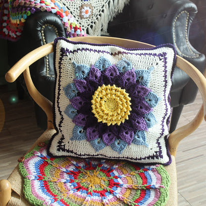 Pastoral Handmade Crochet Decorative Pillowcase - Purple - 2PCS - 16" x 16" - image 2