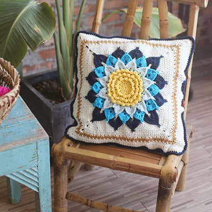 Pastoral Handmade Crochet Decorative Pillowcase - Blue - 2PCS - 16" x 16" - image 5