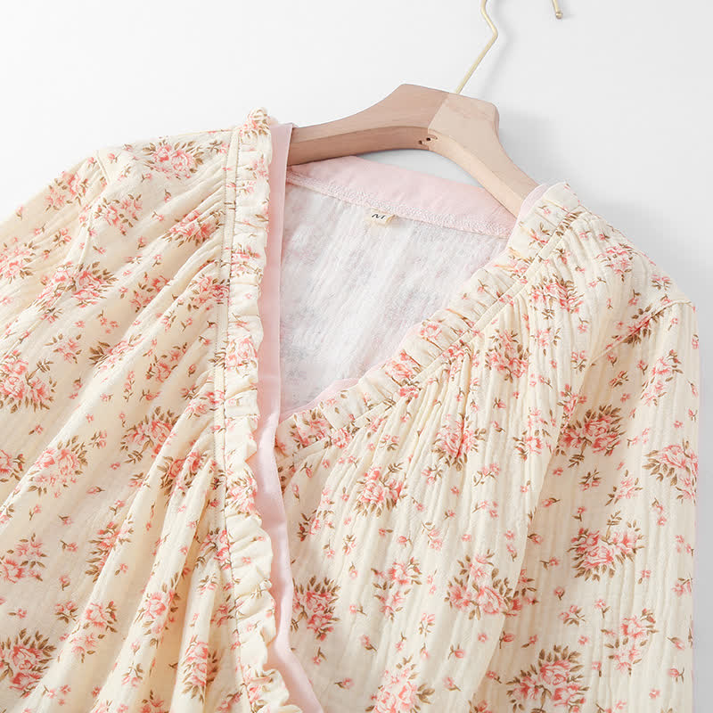 Cotton Double Gauze Floral Long Sleeve Loungewear Set - image 2