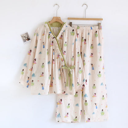Vintage Cotton Gauze Asymmetric Front Loungewear Set - XL - image 0