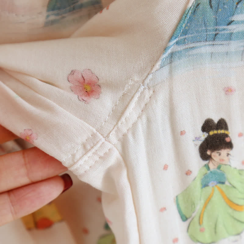 Vintage Cotton Gauze Asymmetric Front Loungewear Set - image 5
