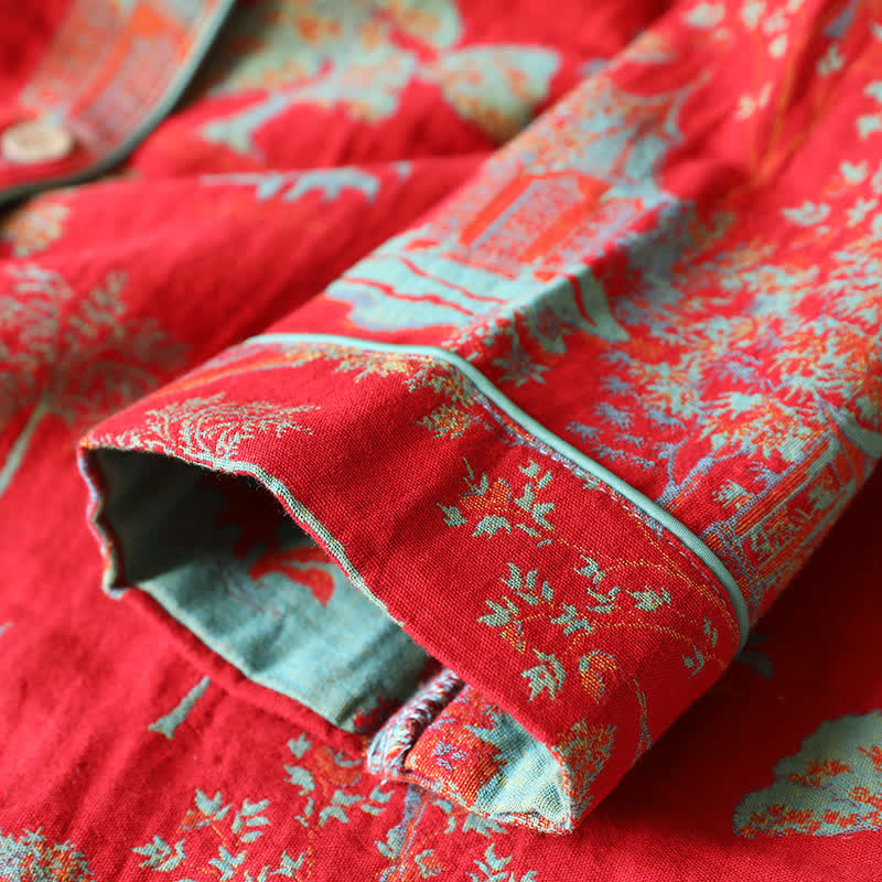 Cotton Double Yarn Jacquard Tree Loungewear Set - image 5